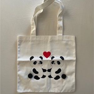 Cute Panda Tote Bag – Canvas Reusable Eco Shopper – 14.5” x 14.5”